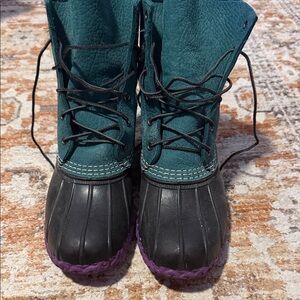 Teal and Black Women's Bean Boots